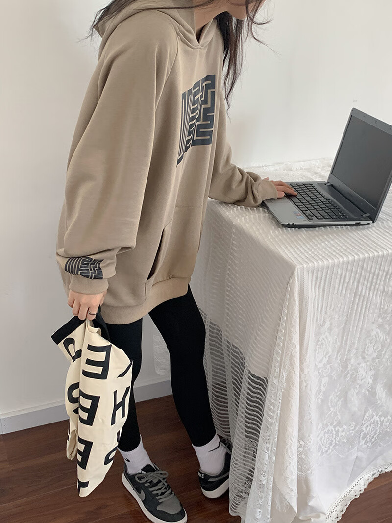 拉夏贝尔la卫衣女秋冬季加绒加厚连帽长袖卫衣学生国潮慵懒情侣装外套