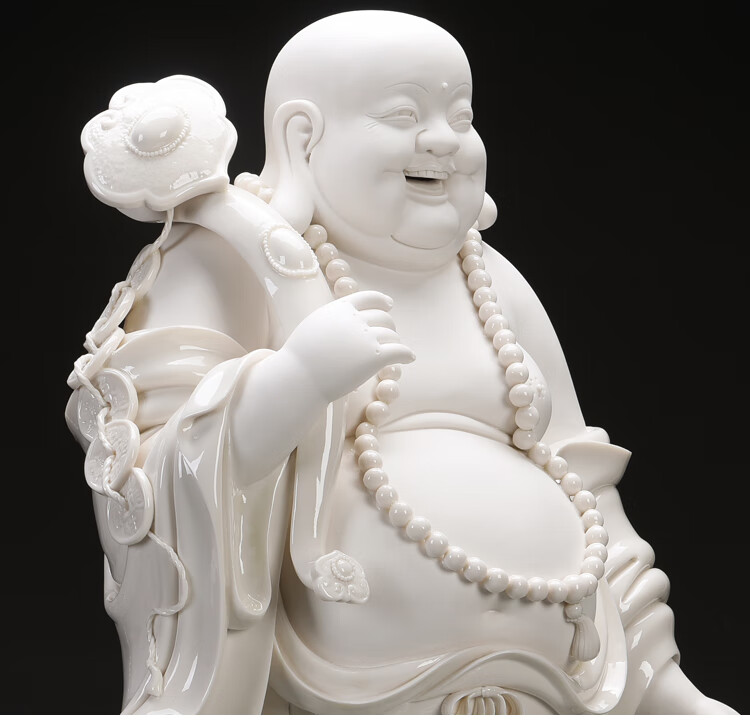 珠筠 元宝弥勒陶瓷摆件 陶瓷弥勒佛大肚佛笑佛佛像摆件家用供奉客厅