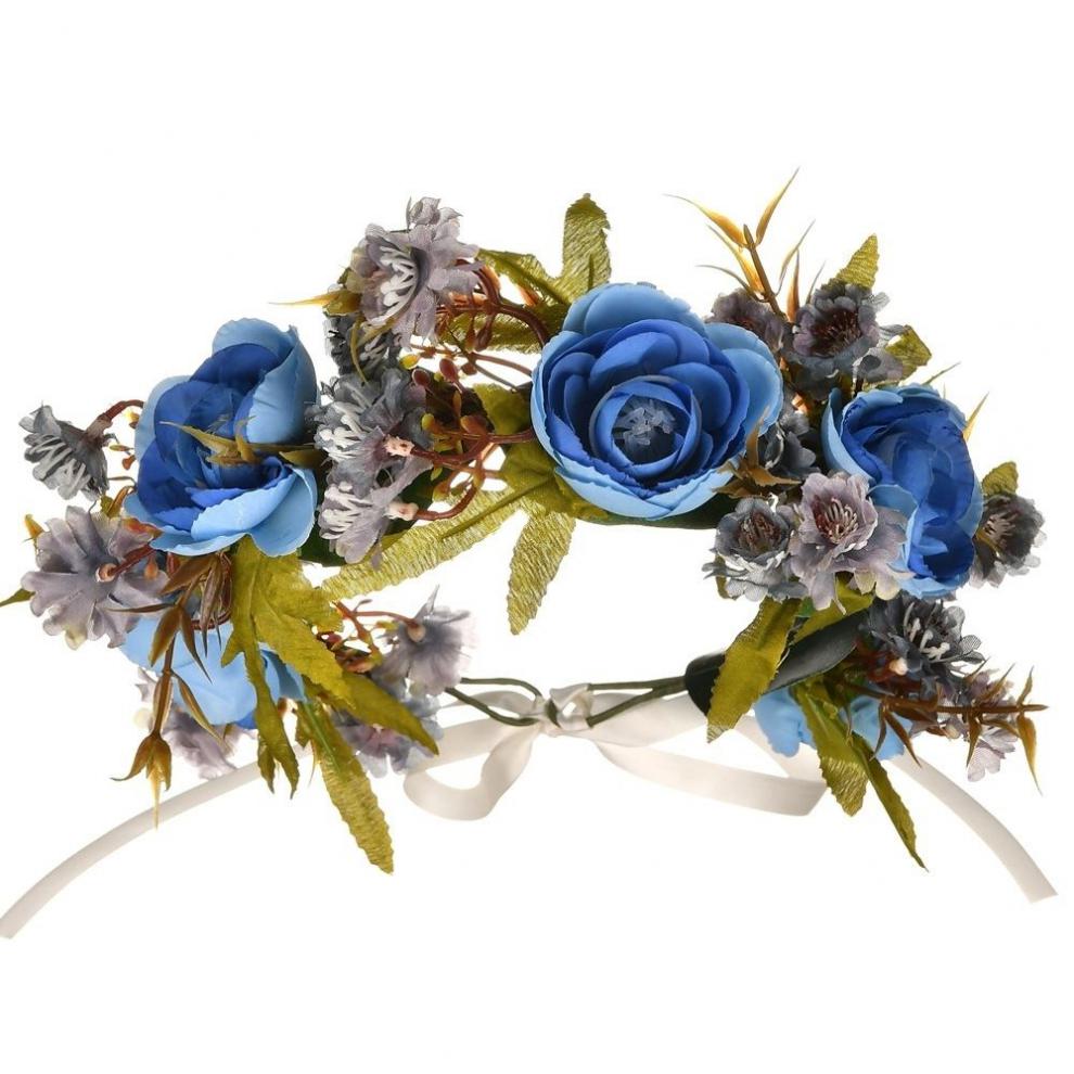 夏豹玫瑰花环森林系花朵新娘花环头饰度假配饰婚纱摄影写真发饰品o