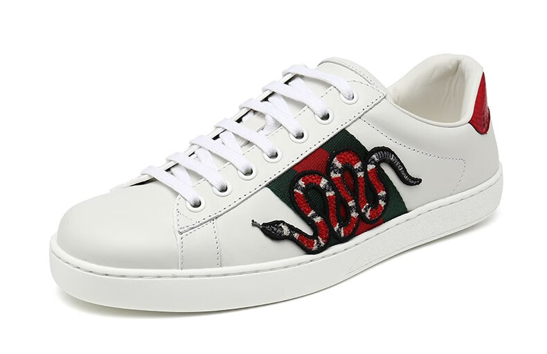 【买手代购】gucci古驰男鞋男士休闲鞋蛇图案织带红尾牛皮小白鞋板鞋