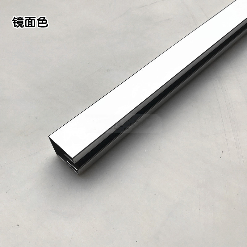 304不锈钢玻璃固定卡槽边框玻璃固定边条包边卡口u型槽钛金哑黑色