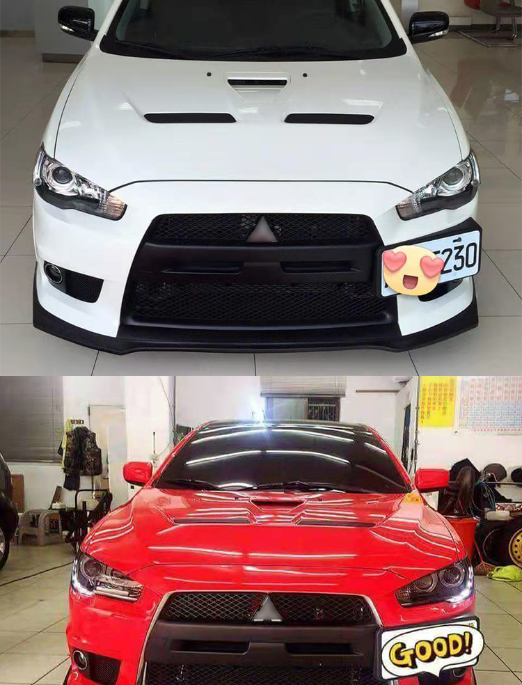 适用三菱翼神改装件evo前杠台产e10前杠侧裙战神款前杠排气 evo哑光十