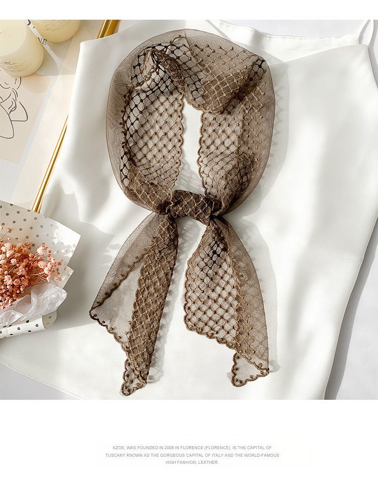 雷丝小领巾蕾丝小丝巾女春秋韩版装饰百搭长条网红ins时尚可爱小领巾