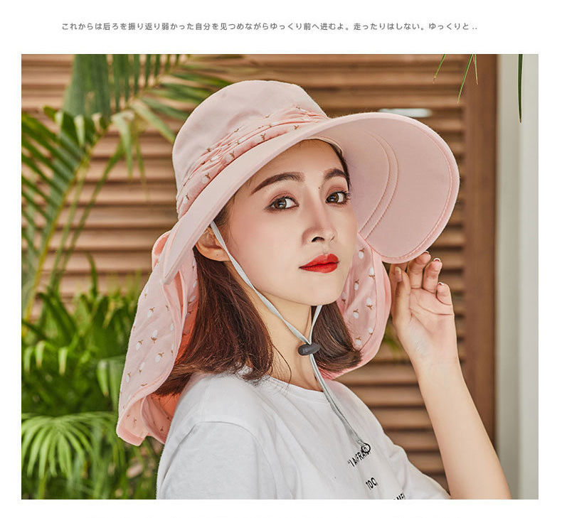 怡央新品面纱帽子遮阳帽女夏天骑电动车晒帽妈妈大沿遮脸面纱太阳帽