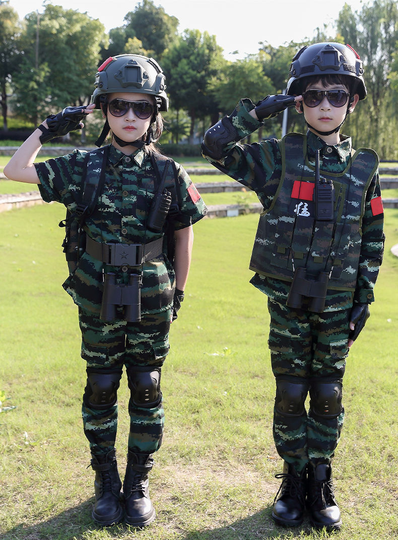 儿童迷彩服套装男童军装元旦演出服晚会服装夏令营户外拓展特种兵军训