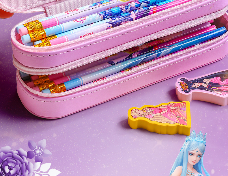 叶罗丽双层文具盒 叶罗丽双层笔袋大容量文具盒多功能少女心幼儿园