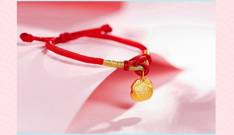 宝宝黄金锁儿童金锁平安锁男女长命百岁锁手链永小金锁转运珠手链手镯