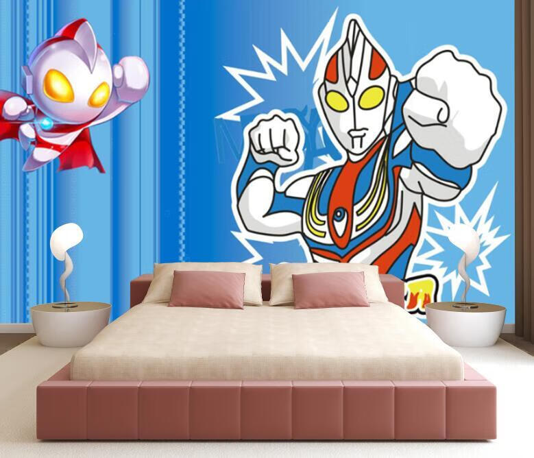 2022新款奥特曼儿童房壁纸 8d卡通儿童房墙纸超人奥特曼壁纸男孩子