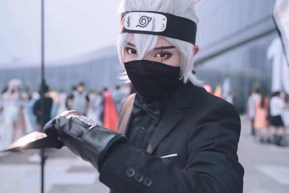 卡卡西面罩动漫火影忍者面罩面具cosplay二次元男孩 高弹力帅气半头半