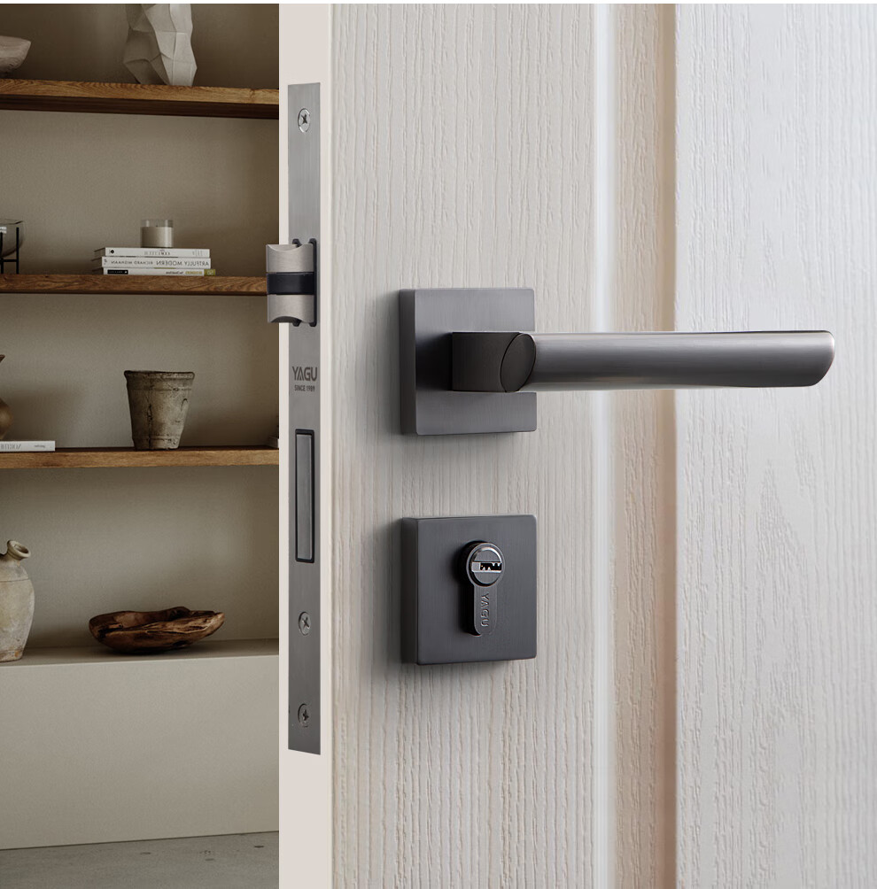 亚固北欧风235p卧室门锁室内房门锁门把手木门锁房间门锁静音门锁黑