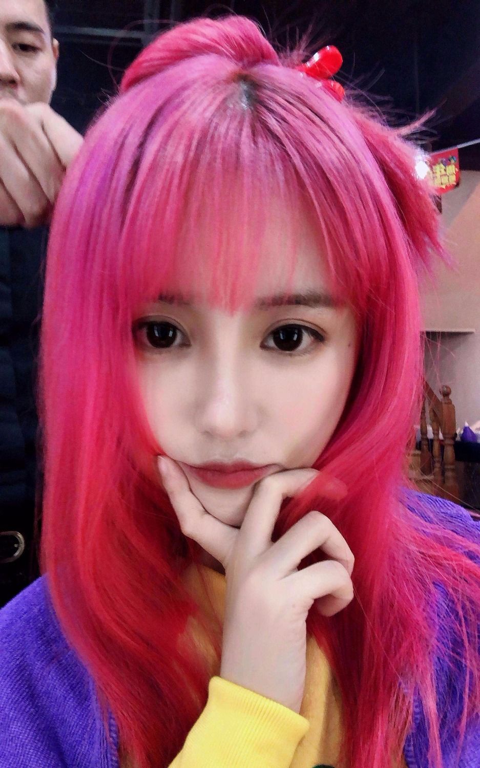 樱花粉染发剂彩色非学生非潮色渐变发色黑色粉红色樱花粉89度黄头发选