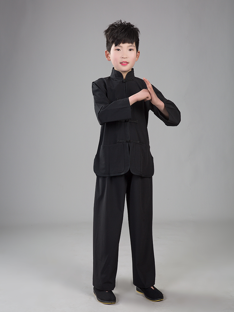 服装叶问李小龙唐装古装传统儿童同款功夫演出服黑色裤子盘扣上衣武术
