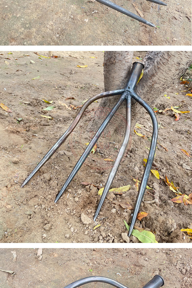 钢叉农用钢叉四五齿铁叉打场挑柴火翻废料清垃圾加厚粗大号草叉子 四