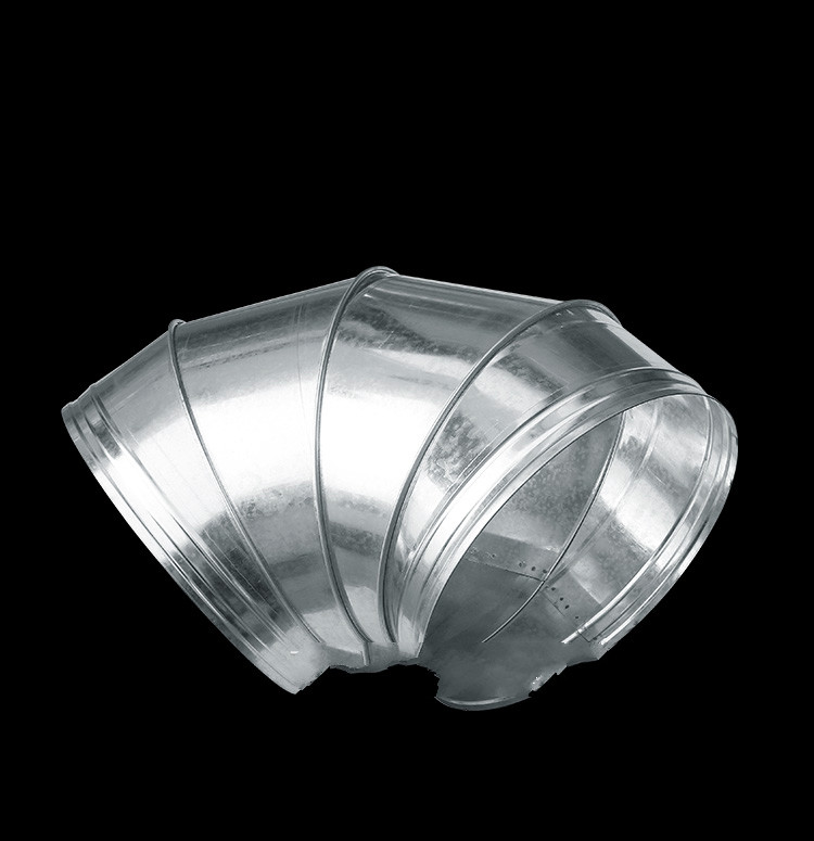 90度风管弯头镀锌排烟管道白铁皮螺旋风管弯头圆形配件45度转接头