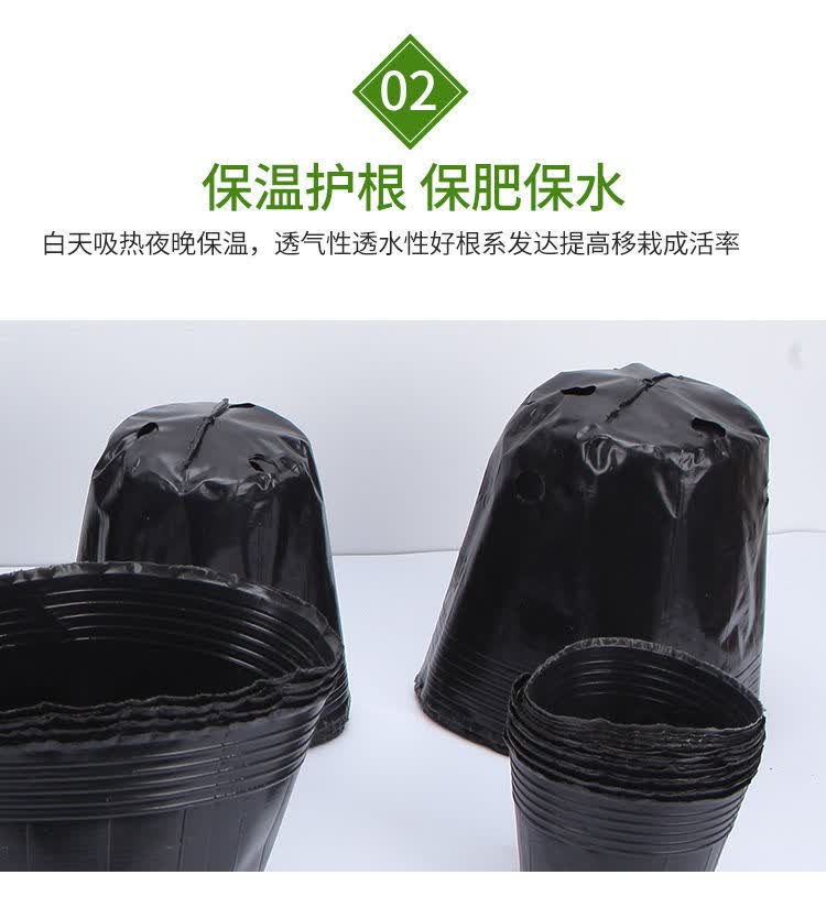虞溪村育苗杯营养杯黑色营养袋育苗袋大号塑料育苗盆营养钵2318口径18