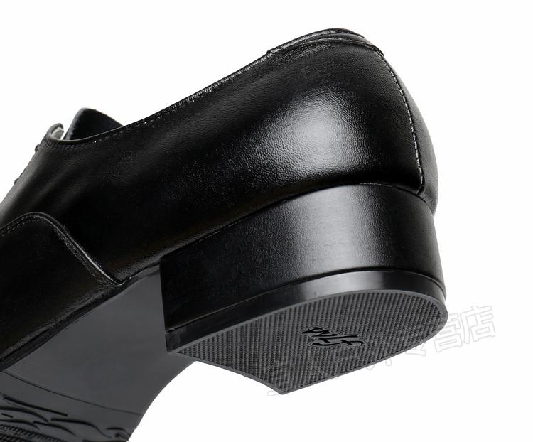 室外中跟耐磨胶底摩登舞鞋男士舞蹈鞋真拉丁舞成人广场舞鞋黑色胶底低