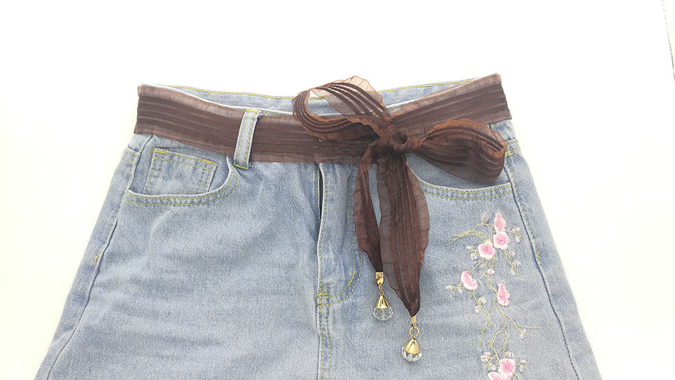 趣仕达新品布条裤腰带蕾丝腰带女装饰简约百搭细腰绳配连衣裙子水钻