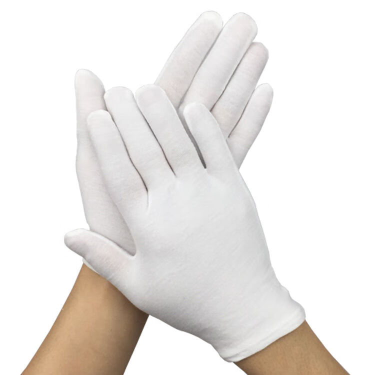 儒靓新品超薄手套薄手套男白色手套作业劳保文玩礼仪吸汗布线质检手袜