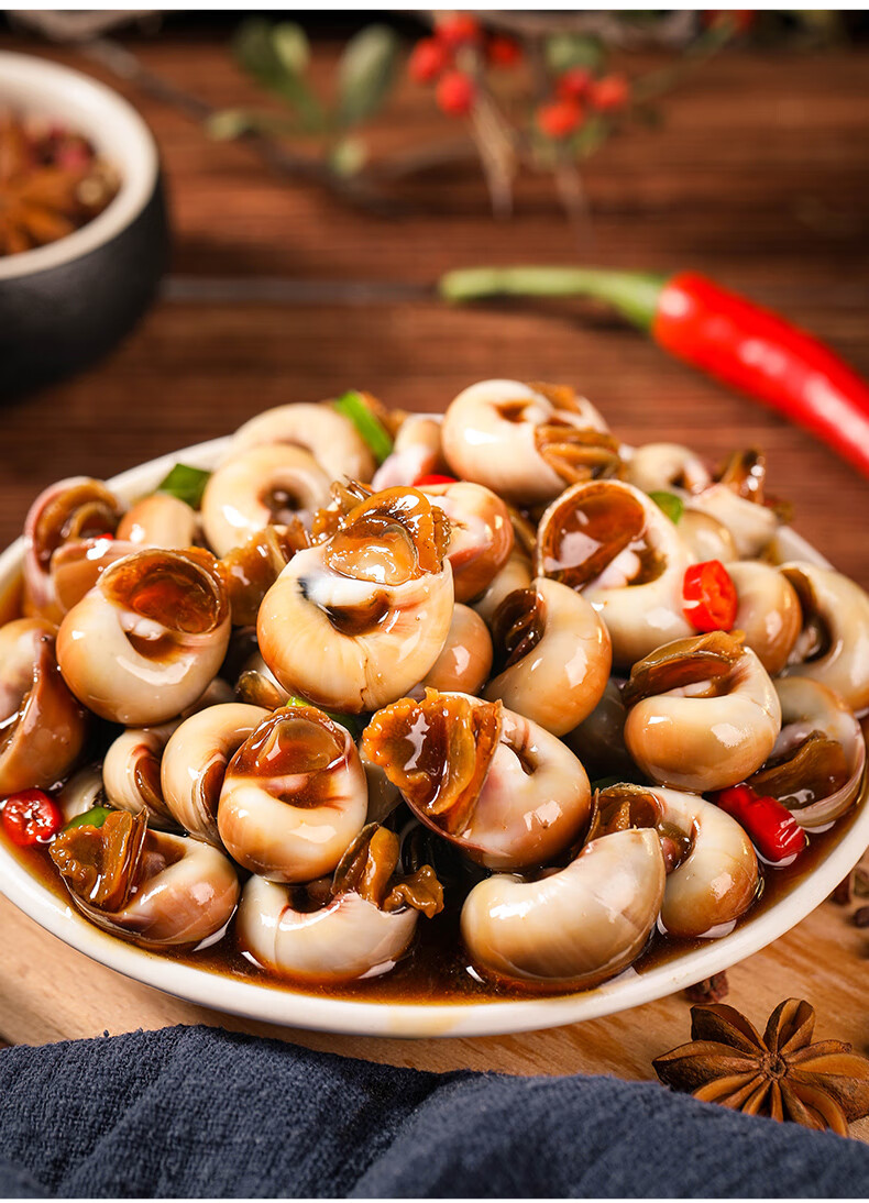 青岛麻辣香螺猫眼螺香辣小海鲜花螺海螺肉即食熟食罐装网红香波罗【图