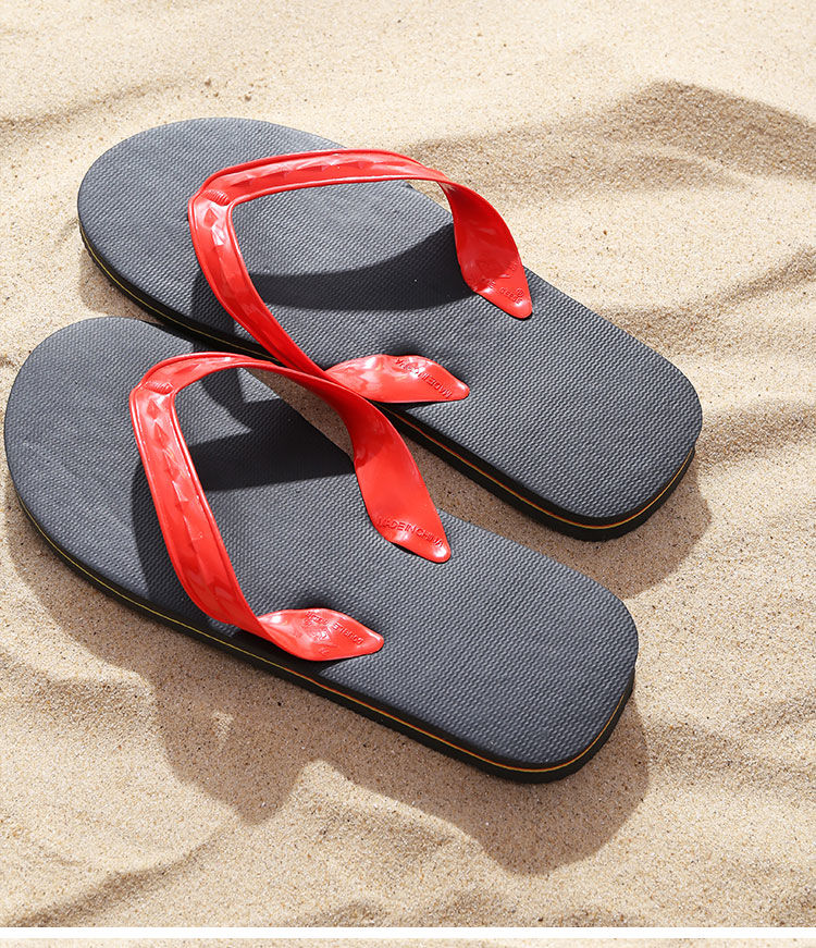 经典鞋湛江雷州阳春红踏防滑沙滩轻便夹趾拖鞋定制联名款 蓝色双鹅牌