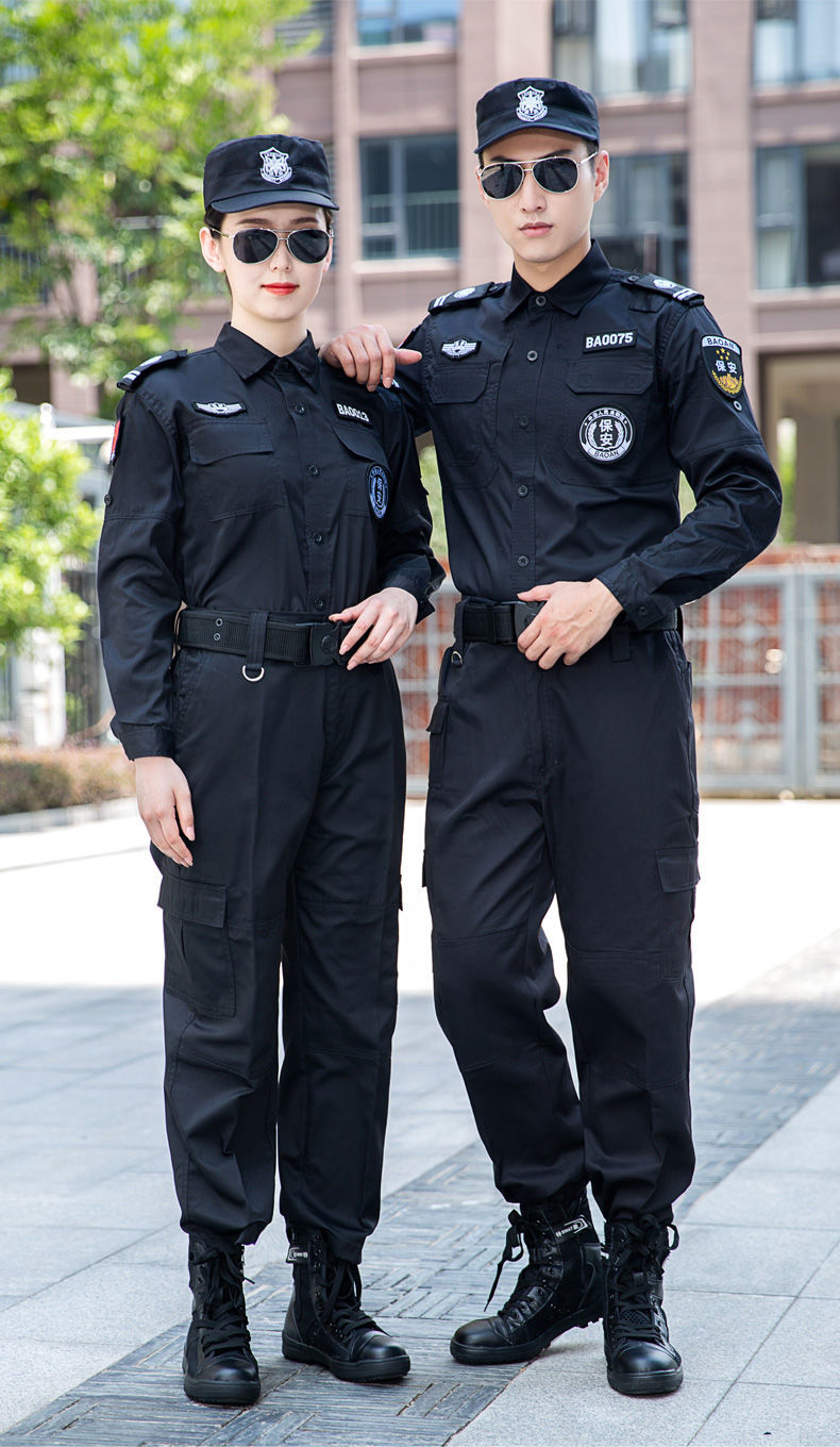 保安服2021秋冬新款保安服套装男安保物业工作服厚款作训服保安黑色