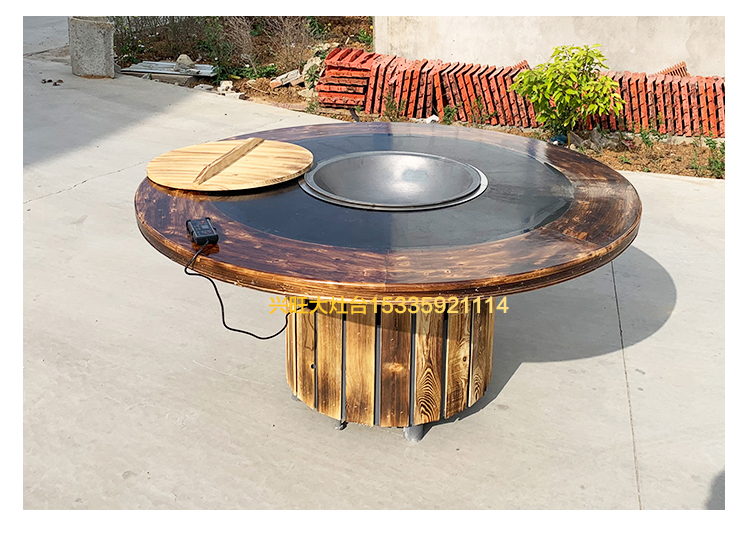 地炉烤肉桌子商用铁锅炖灶饭店电磁炉电陶炉地锅鸡柴火土大锅台用烧电