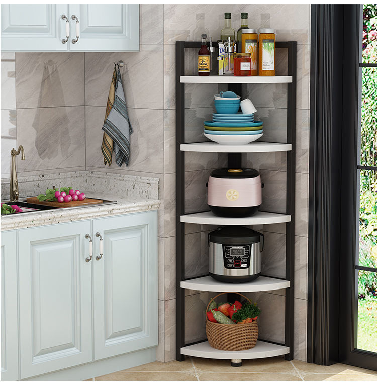 厨房三角架墙角置物架锅架转角储物收纳架客厅拐角花盆杂物落地架黑色