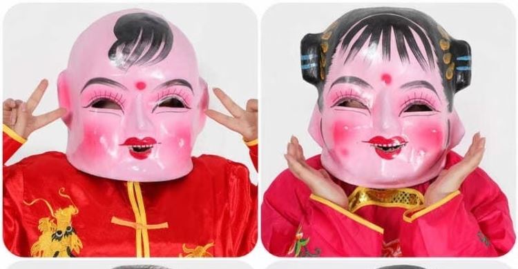 【京选好货】2022大头娃娃面具 大头娃娃面具佛头套小男女孩秧歌舞龙