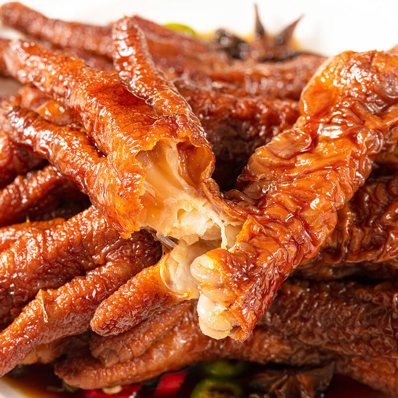 久久丫虎皮凤爪500g鸡爪网红零食小吃即食肉食辣卤味熟食休闲食品