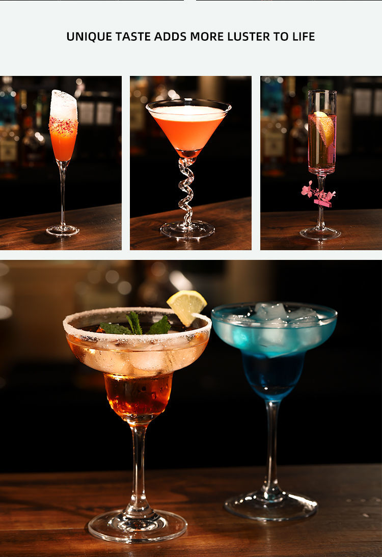 玻璃鸡尾酒杯ins玛格丽特杯马天尼杯酒吧网红杯子高脚杯创意酒杯圆筒