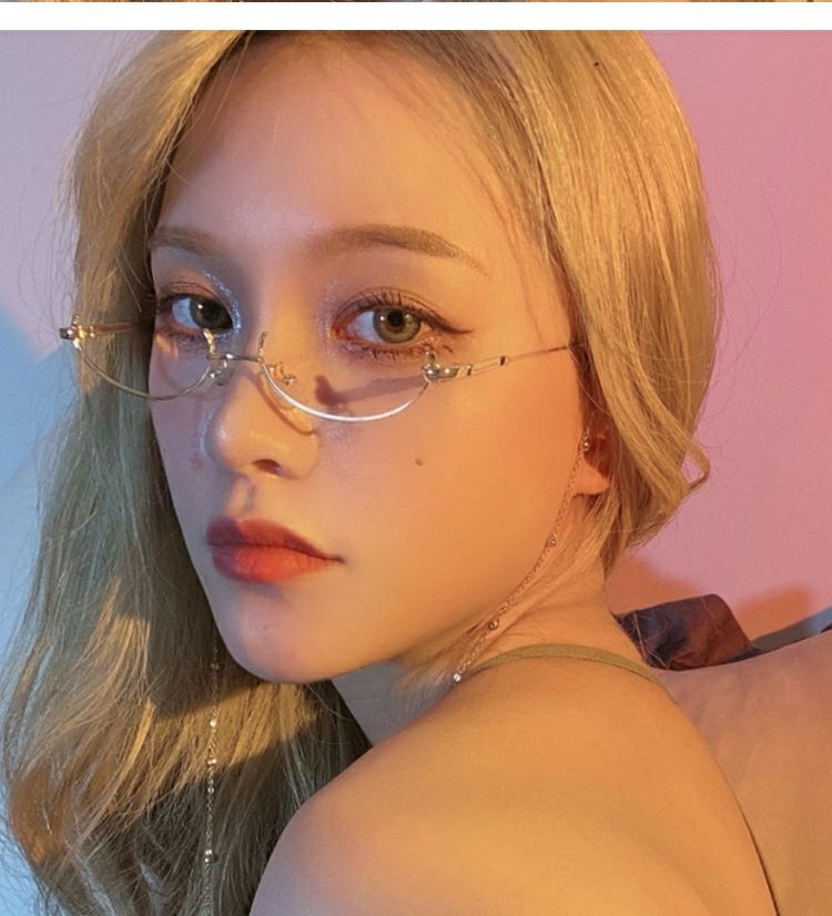 喜圣多新品朋克眼镜网红下半框眼镜框女日系二次元御姐软妹装饰无边框