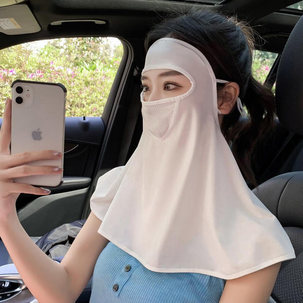 ukmr新品防晒口罩护颈晒面罩口罩女紫外线全脸护眼角薄款气质夏季冰丝