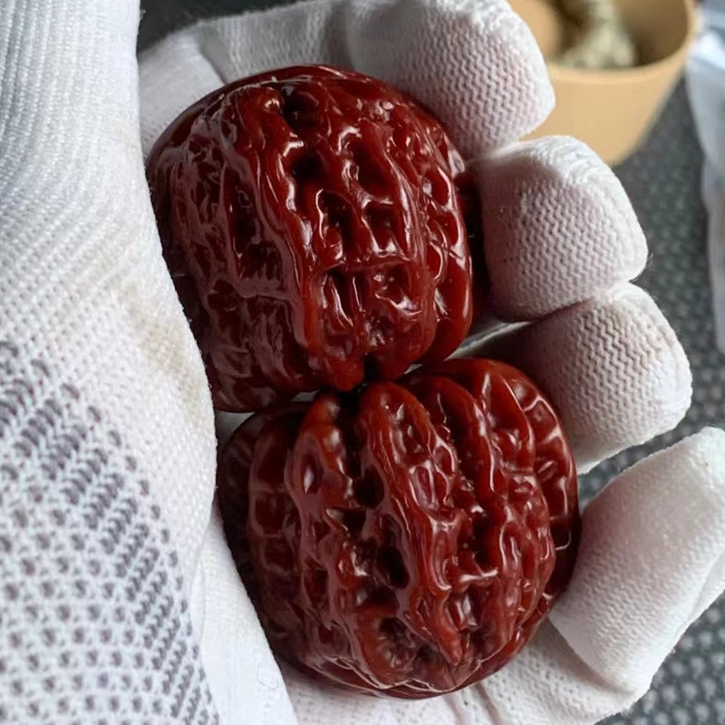 ck施华洛世奇锆文玩核桃四座楼机刷包浆玉化把玩盘玩官帽大手玩麒麟纹