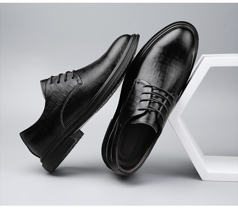 浩尼安皮鞋男商务正装英伦尖头结婚新郎鞋夏季公务员面试休闲德比鞋