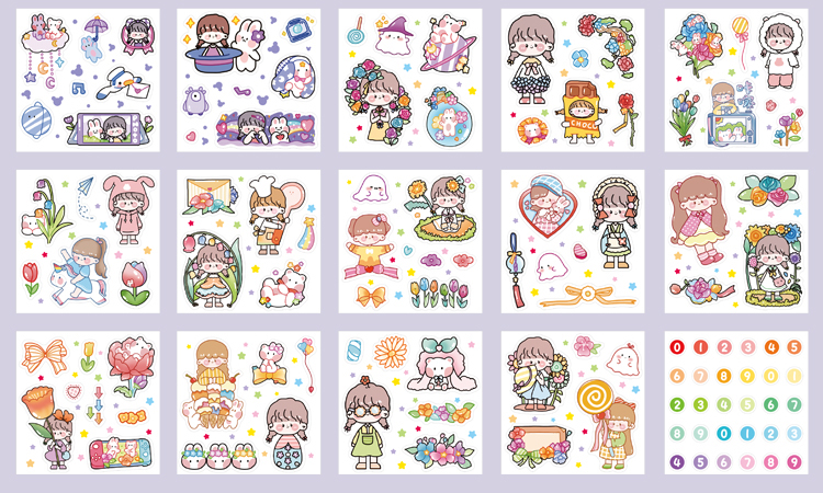 100张手帐贴手账本贴纸套装女孩儿童防水透明水杯粘贴装饰小图案ins风