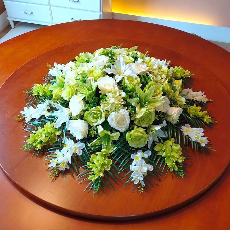 【精选】酒店圆形餐桌花仿真花摆花大转盘假花转盘花装饰花电动桌插