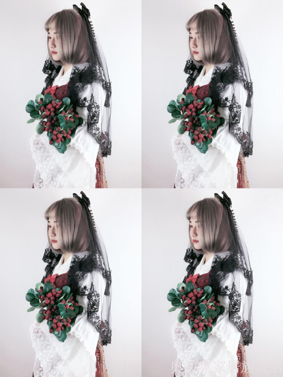 暗黑哥特洛丽塔lolita复古蕾丝新娘黑色头纱发饰万圣节拍照饰品奥雷克