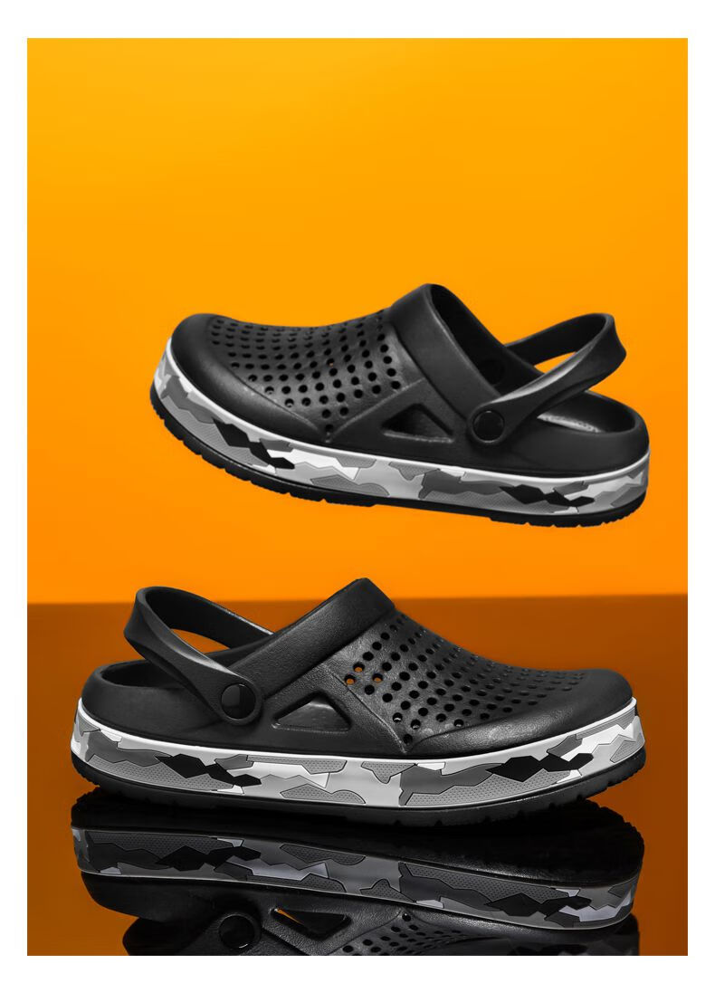 cross旗舰店夏季透气洞洞鞋开车拖鞋男外穿沙滩鞋包头凉鞋 0916 白色