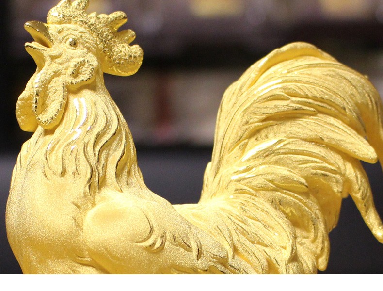 奥丹伊绒沙金大号富贵大吉金鸡摆件鸡年贺岁吉祥物商务公司开业礼品