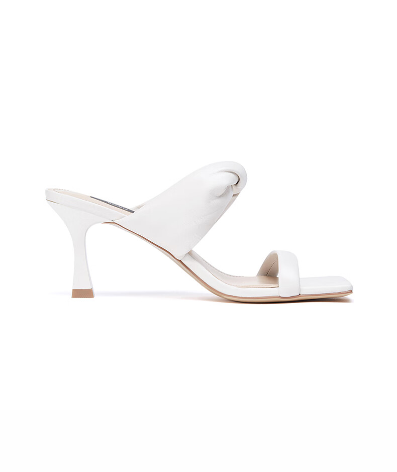 ochirly欧时力2022新款夏装羊皮革低跟细跟时尚凉鞋女 大红120 38