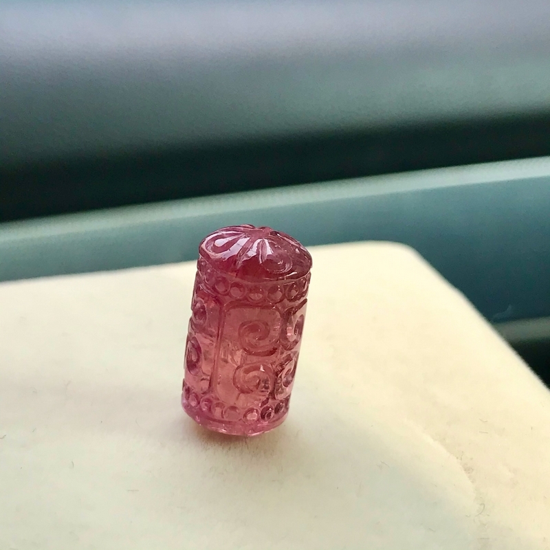 一图一物天然碧玺回纹珠单珠散珠 黄蓝红绿西瓜碧 手链配珠 男女 i117