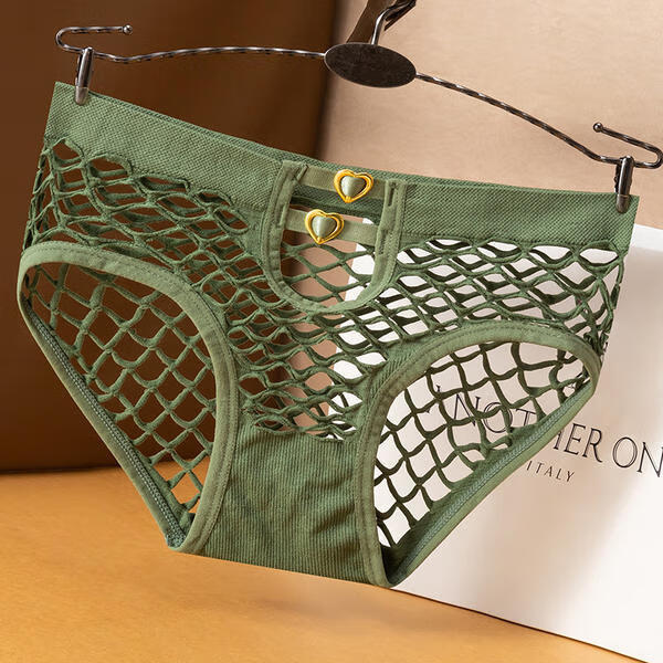 好品质女士内裤高端内裤女性感性惑大码网沙直播中腰金属透气舒适三角