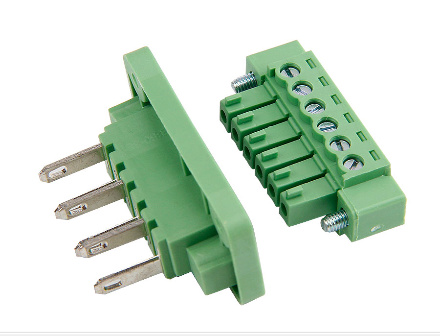 万特弗pcb免焊接线端381508间距穿墙式接线端子公母座铜对插电线接头