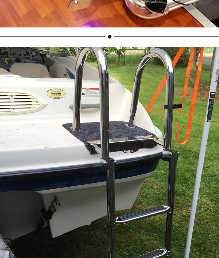 316不锈钢船用梯子快艇游艇隐藏式折叠挂梯扶手伸缩梯下水梯四节梯