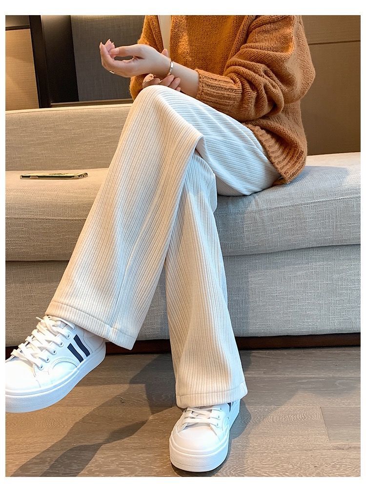 休闲裤女直筒宽松春秋季新款显瘦韩版裤子米白色春秋九分9295cms80100