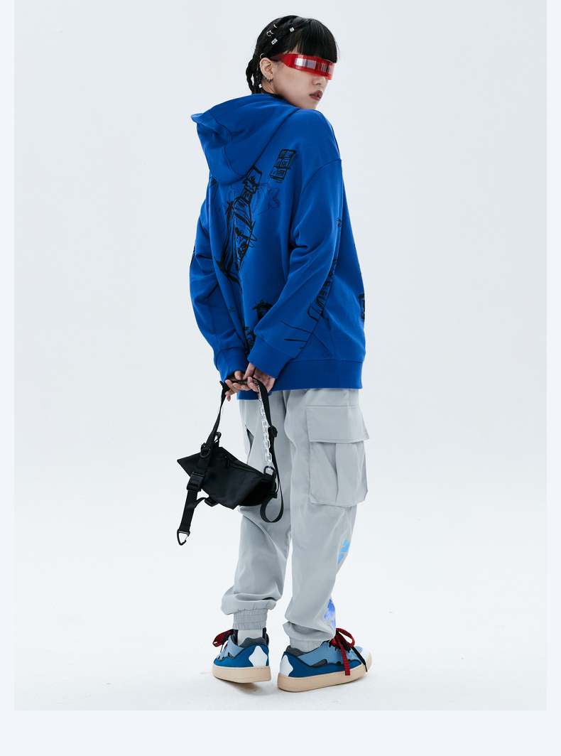 dx潮牌dnnnnx22春新款宽松潮流大口袋抽绳束脚休闲裤灰色s