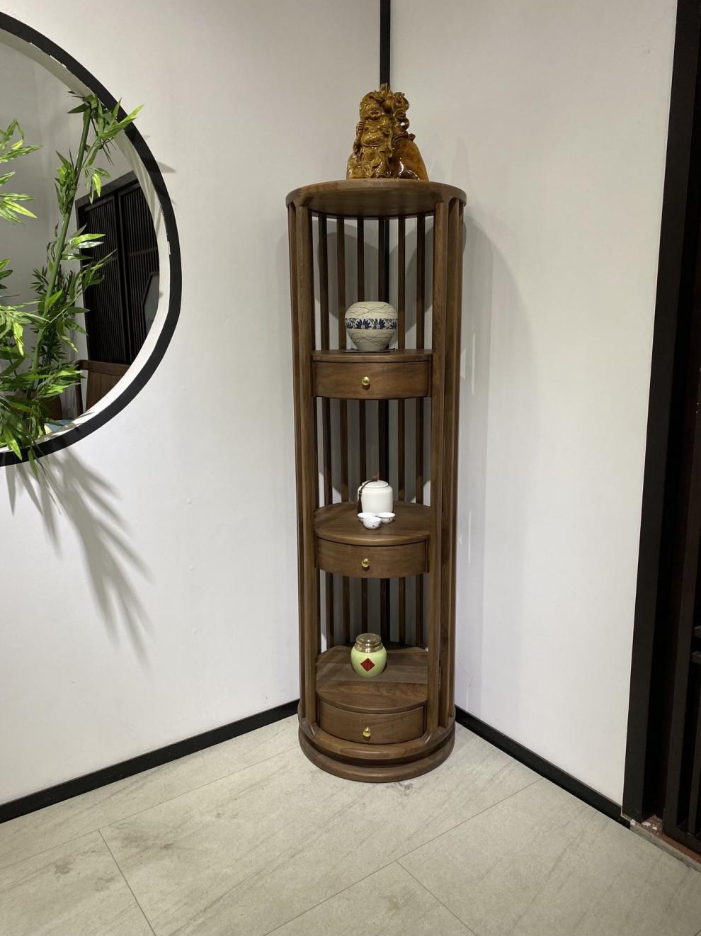 2022新 款 边几 角柜 墙角柜子 新中式实木圆角柜边角柜茶叶柜置物架