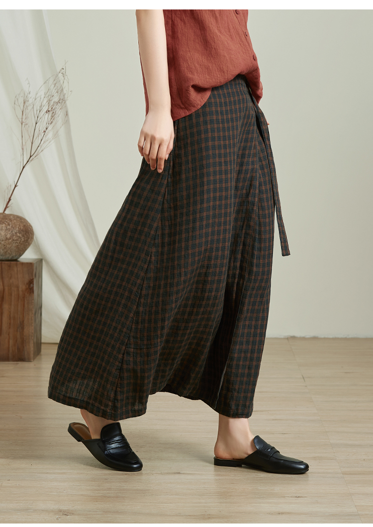 格纹a字半裙 qtu夏季薄款显瘦长裙q3251-p 褐咖色 xs【图片 价格 品牌