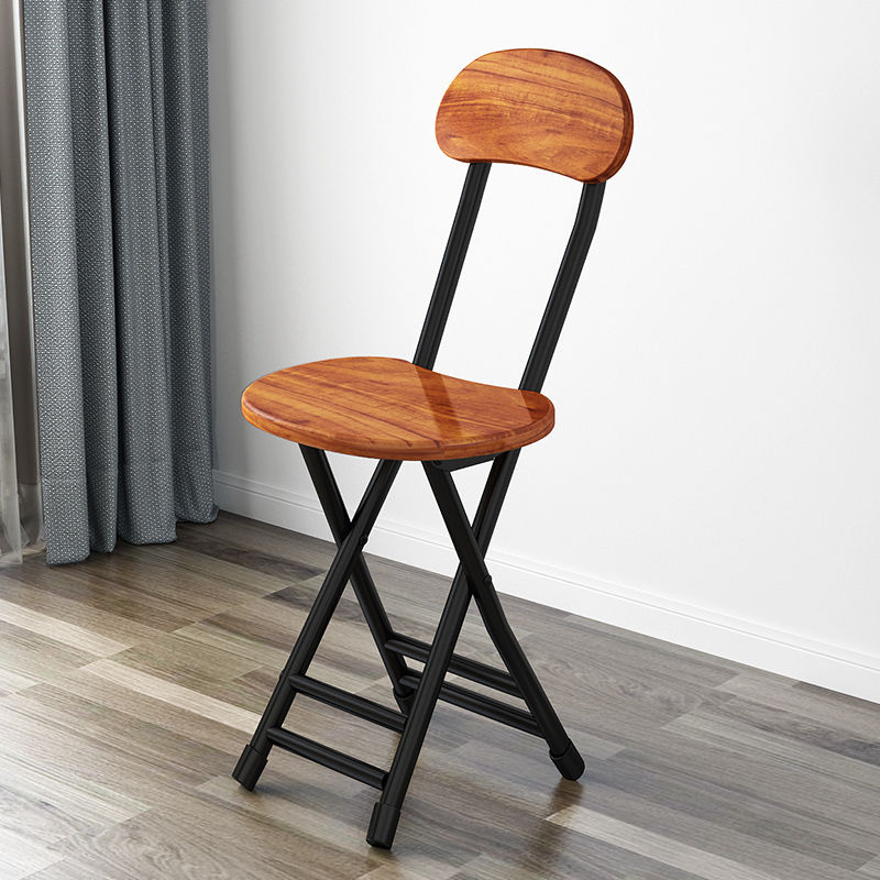 家用餐椅靠背椅培训椅学生宿舍椅简约便携电脑椅圆凳深木纹折叠圆凳