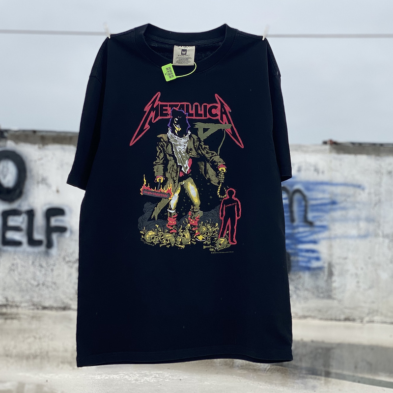 佐倾vtg地球人fog 蜥蜴人metallica短袖潮牌男vintage古着做旧宽松